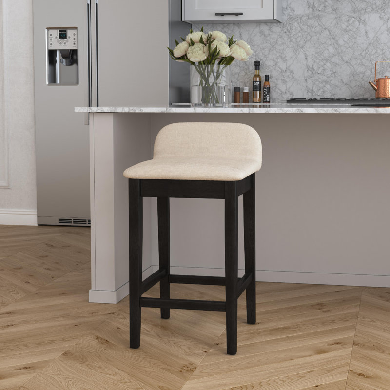 Sherlock Upholstered Counter Stool, Black, Counter Stool (26" Seat Height)