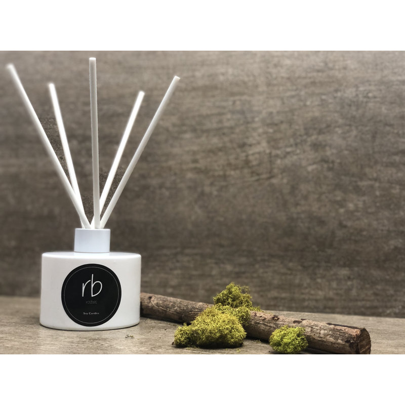 Diffuseur de roseaux de luxe parfumée à la vanille - Bouteille en verre blanc moderne de 6 oz, parfum de maison durable