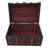 Wood and Leather Treasure Decorative Box with Lock And Lids