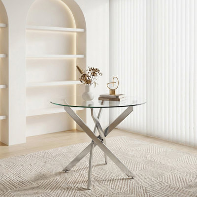 Table de salle à manger moderne avec pieds en verre 35,5 po Modern