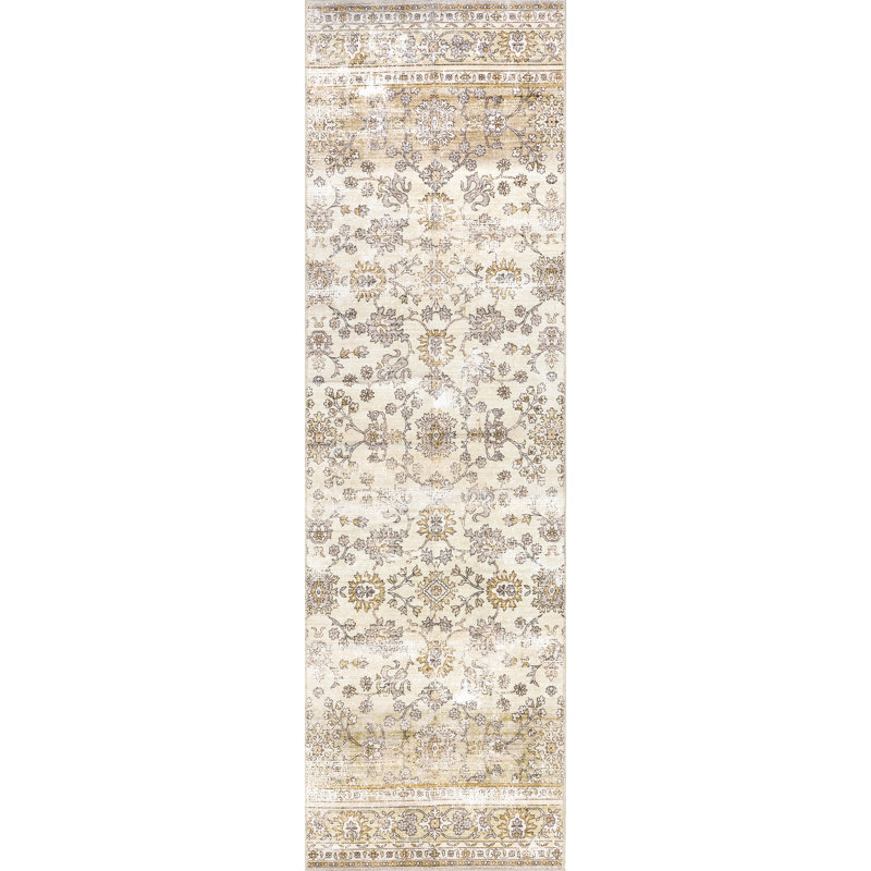 Deadra SpinClean Vintage Floral Machine Washable Area Rug, Square 8'