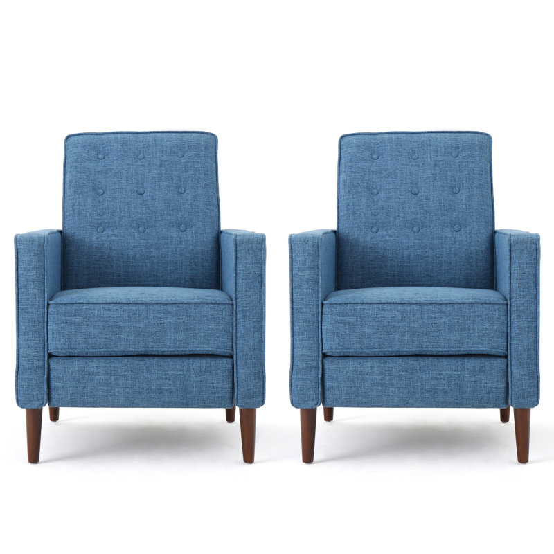 Upholstered Recliner, Muted Blue 100% Polyester