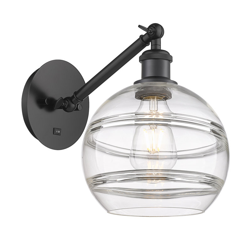 Chartoff Steel Armed Sconce, Clear, Matte Black