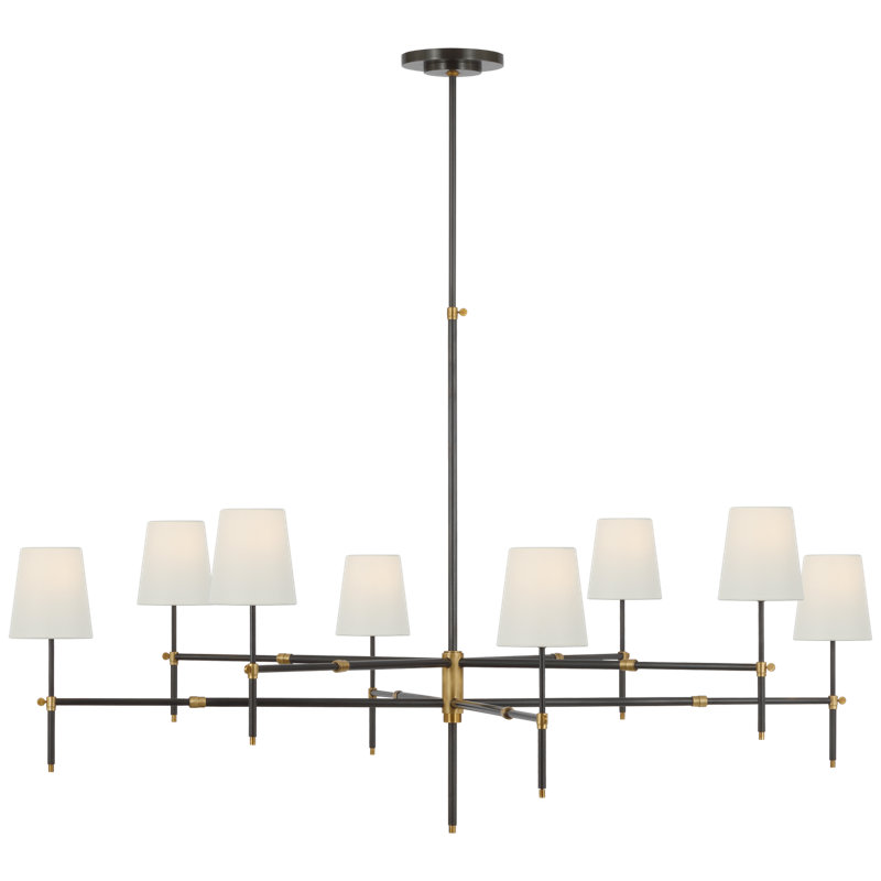 Bryant 8 - Light Chandelier, 42" H x 60" W x 60" D, Bronze/Hand-Rubbed Antique Brass