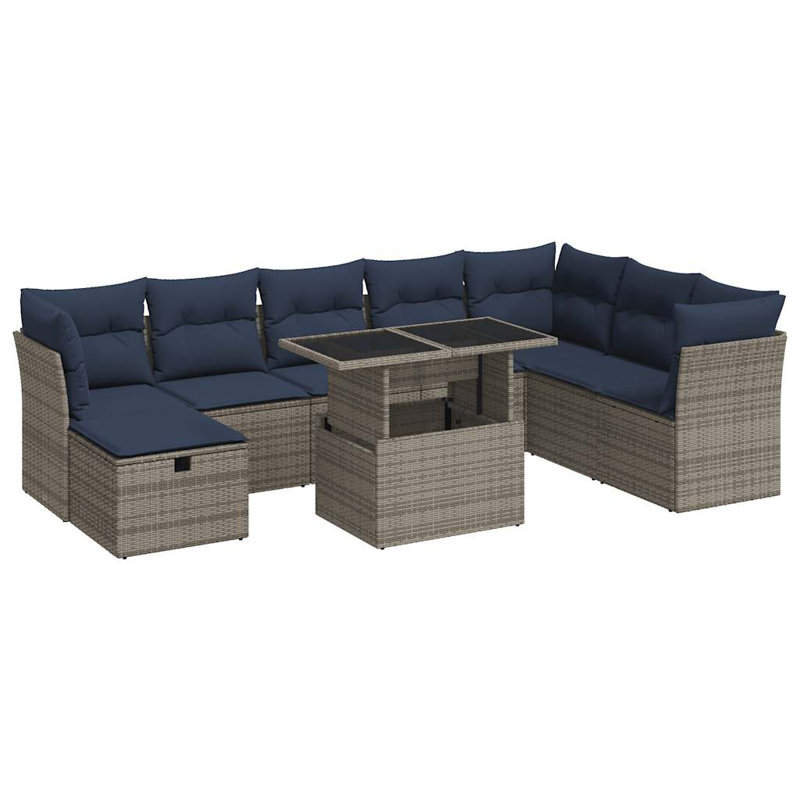 Wicker 8 - Person Garden Lounge Set with Cushions