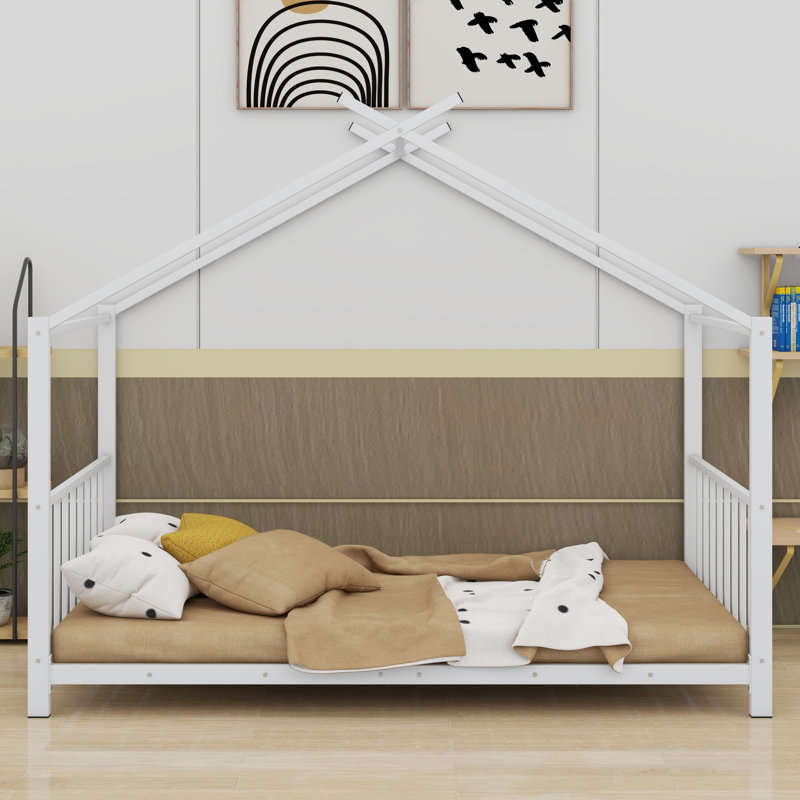 Lit plateforme en métal, Blanc