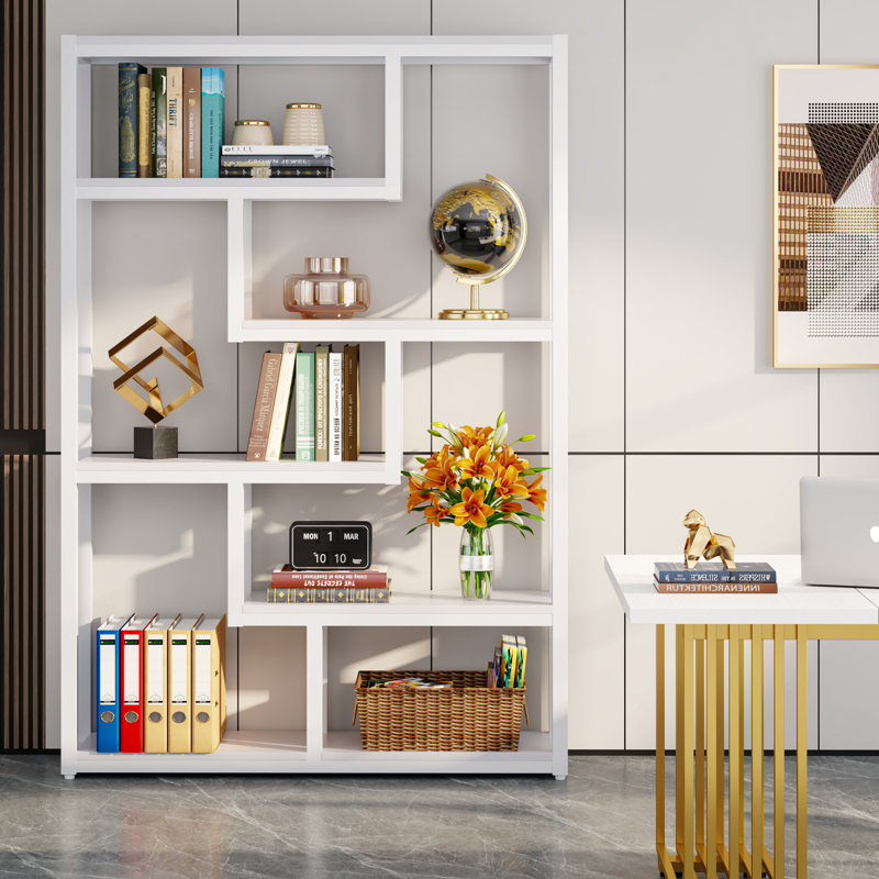 Elex Geometric Bookcase, White