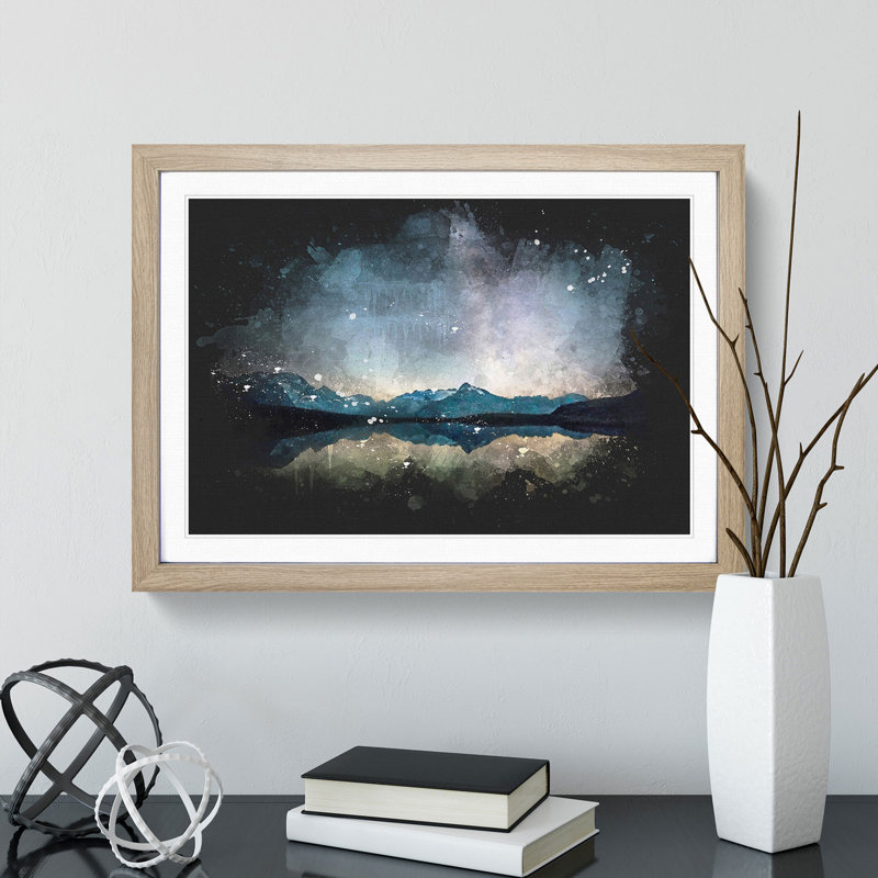 Mountain Star Reflection in Italy - Picture Frame Graphic Art Print, 62cm H x 87cm W x 2cm D, Oak Framed