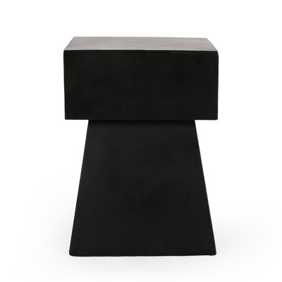 Lightweight Concrete Side Table, Modern Design, No Assembly, Black Magnesium Oxide, Pedestal Shape - 14.14in Width X 19.09in Tall Assembly Required, Design High, Contemporary