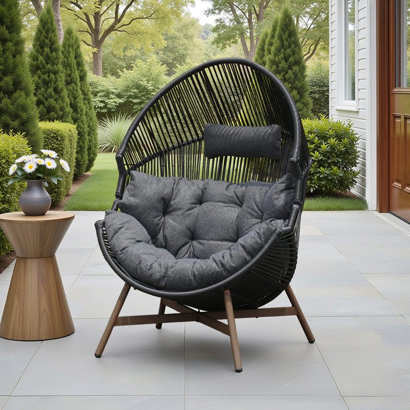 Alpharetta Papasan Comfortable Chair With Cushion, No Ottoman