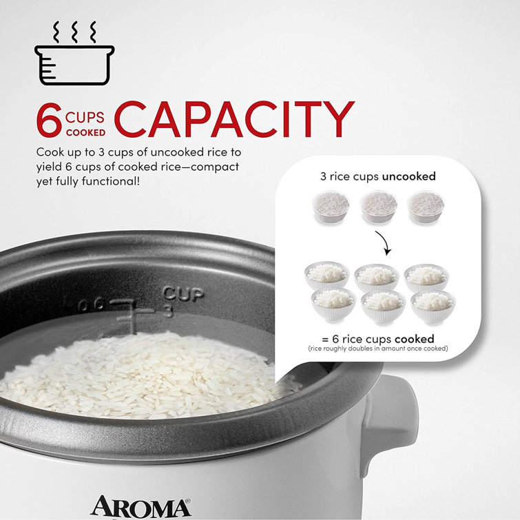 Aroma Housewares 6-Cup (Cooked) (3-Cup UNCOOKED) Rice Cooker and