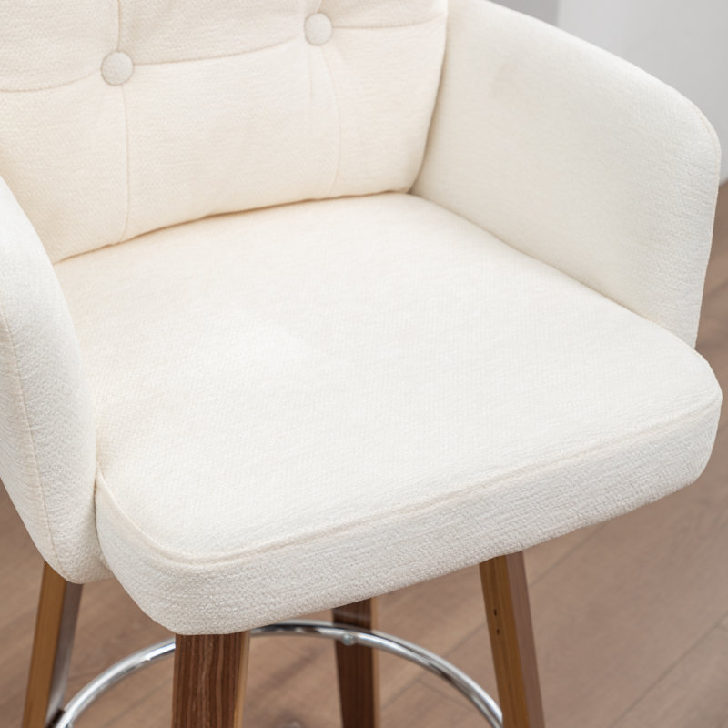 Zareon 27.95” Double-Layered Velvet-Padded Bar Stools, White