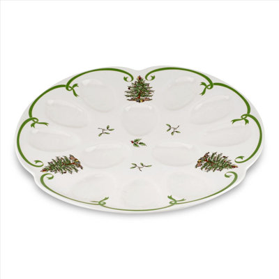 Spode Christmas Tree Devilled Egg Dish 13"