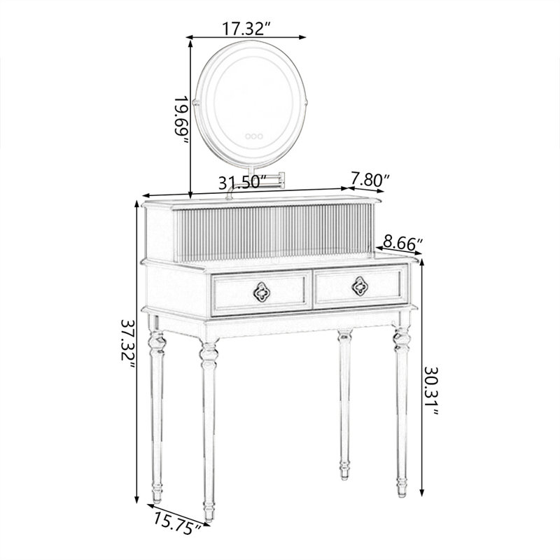 Makeup Vanity with Light mirror,2 drawers