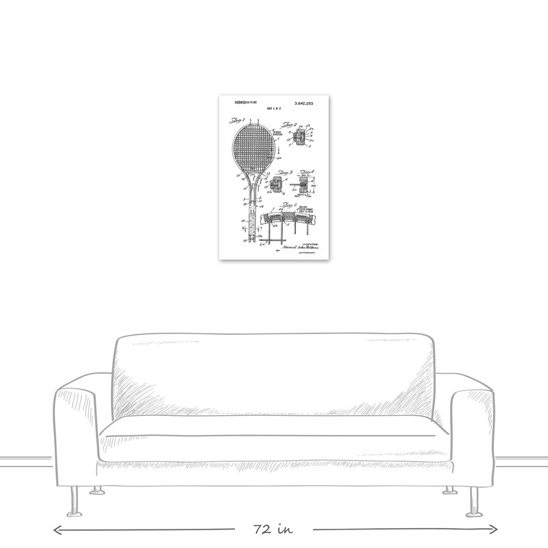 « rétro tennis raquette brevet », impression sur toile