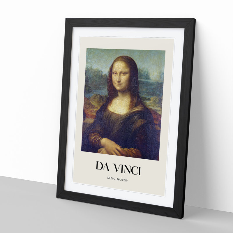 The Mona Lisa by Leonardo Da Vinci - Picture Frame Painting, 65cm H x 48cm W x 2cm D, Black Framed