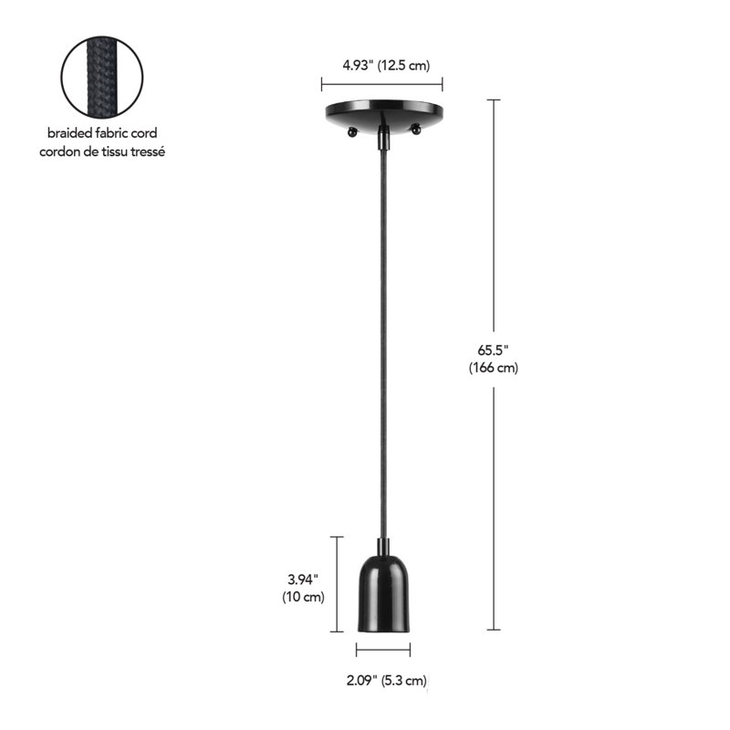 Glossy Black Glass Mini Pendant Light with LED Bulb