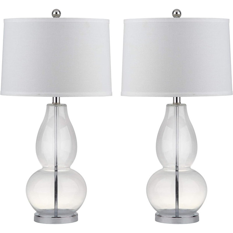 Ensemble de lampes de table de 28,5 po Parkston, Transparent / Abat-jour blanc
