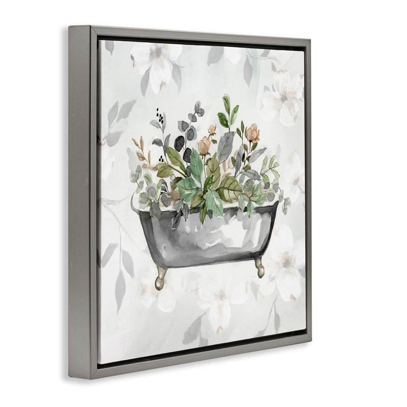 "Leaf Leaf" Bath Brown, Cadre flottant gris lustré, H 25 po x l 25 po