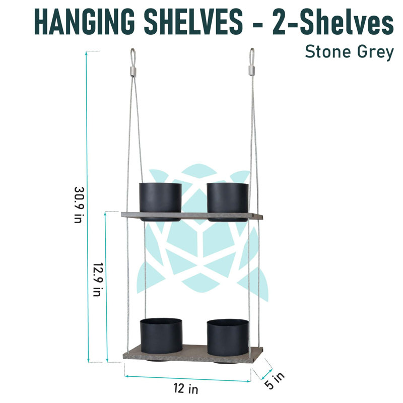Ebern Designs Urban Garden Decor with Pots Included, Hanging Planters for Indoor Outdoor Plants, Hanging Flowerpots, Wall Hanging Plant Holder Window Plant Shelves (Shelf 4 Pots)