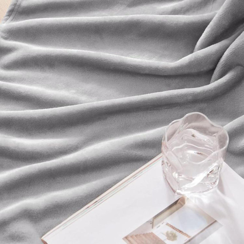 Couverture en molleton pour lit simple, super doux et chaud, utilisation toutes saisons, confortable, moelleux, léger, , Gris
