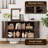 55" Mid-Century Modern Sideboard With Tambour Sliding Doors, Oval Coffee Bar Cabinet With Adjustable Shelf-947447191-947447197