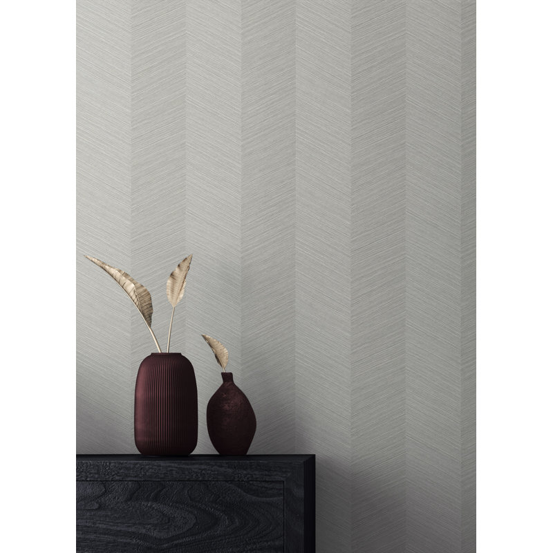 Chevron Vinyl Peel & Stick Wallpaper Roll, Lunar Gray