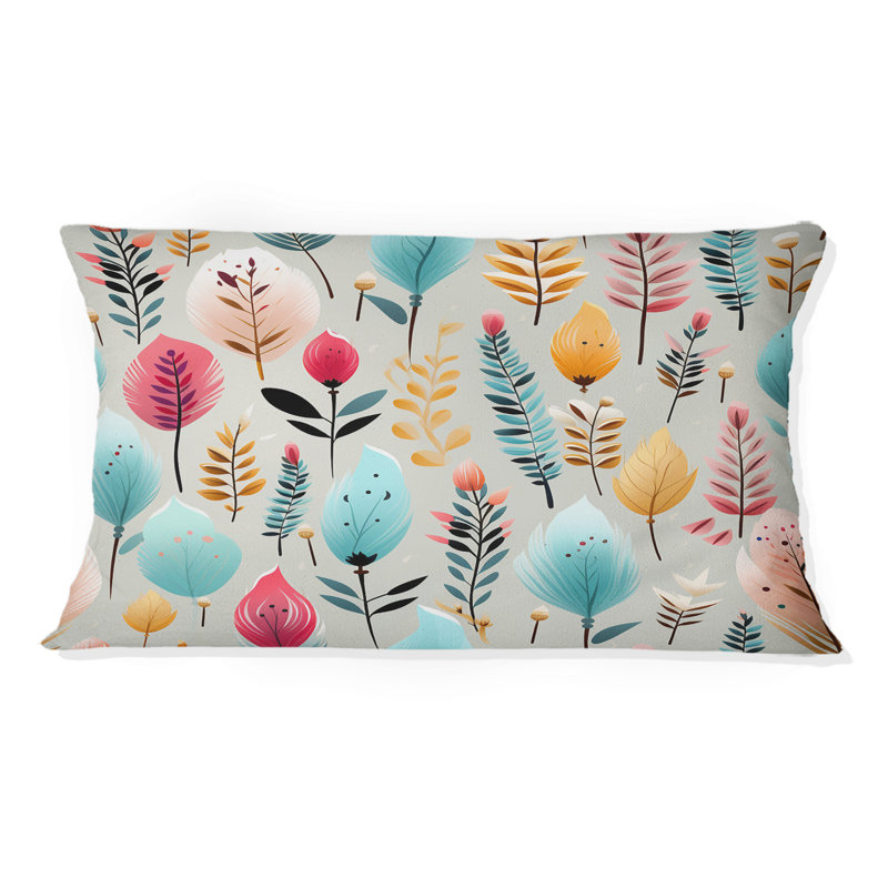 Motif de fougères pastel bohémien I - coussin à imprimé floral