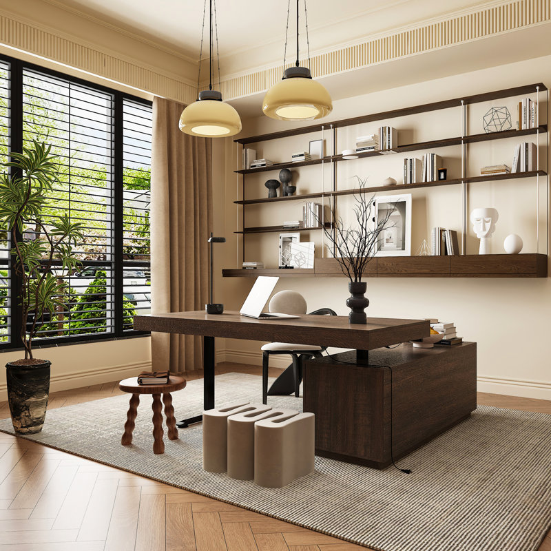 71'' W L-Shaped 3-Drawer Lift Computer Desk (29'' H To 44'' H) With 59 ...