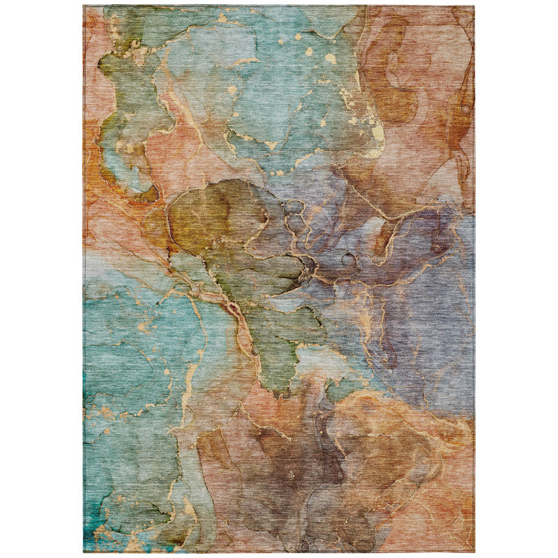 Killingly Washable Abstract Indoor / Outdoor Rug, Rectangle 2'6" x 3'10"