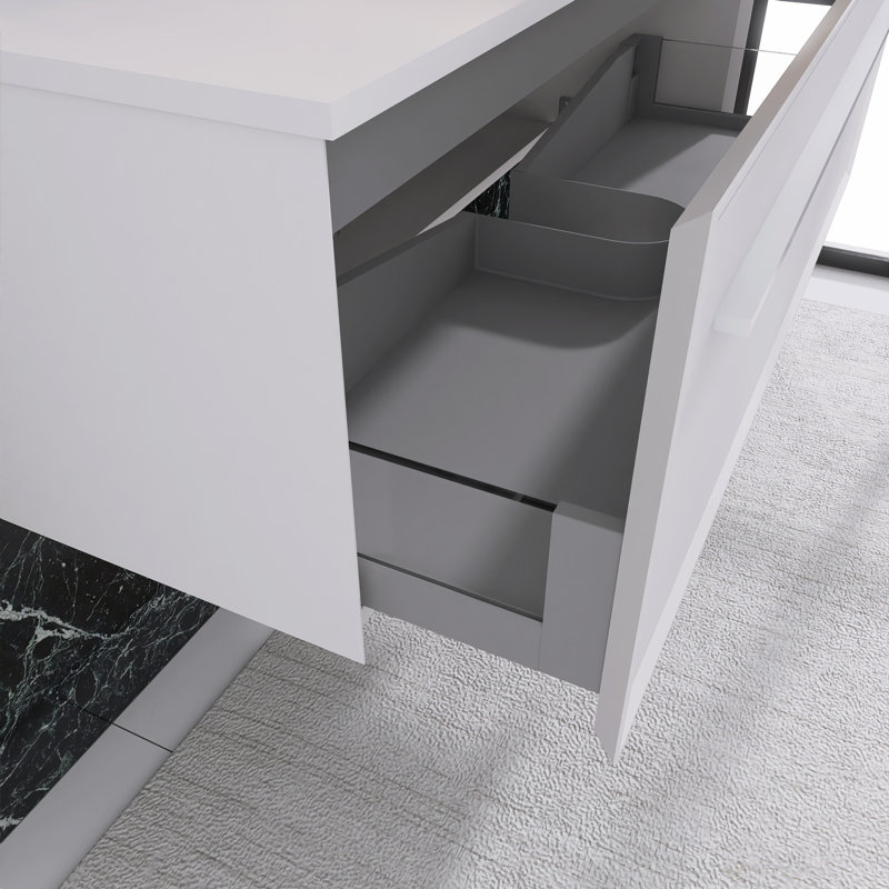 Armari 48'' Single Bathroom Vanity with Solid Surface Top, White
