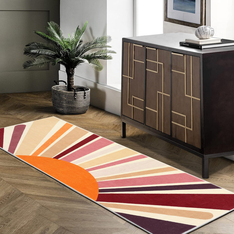 Mignon tapis lavable à la machine Sunburst, Tapis de couloir 2 pi x 6 pi