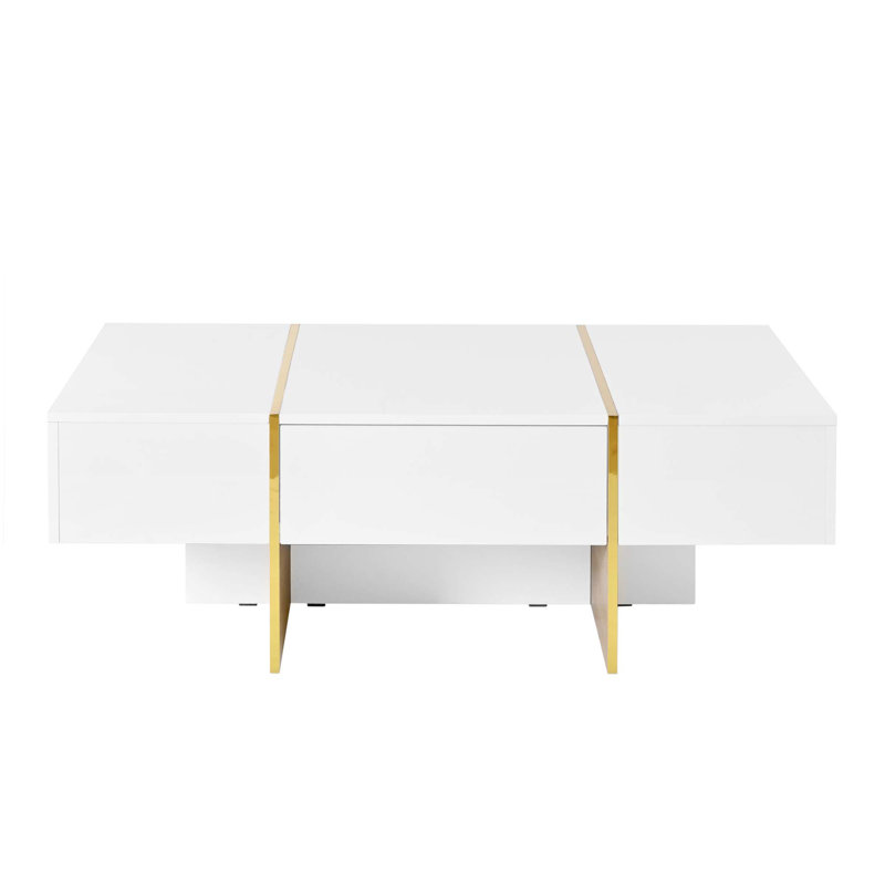 Table basse moderne à 2 tiroirs, Blanc