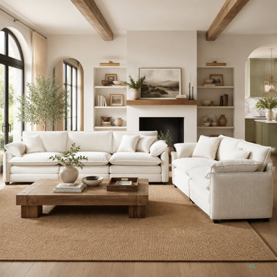 Family Sofa Set Deep Seat Sofa, Warm Sofa For Home Cinema And Living Room, One 2-Seater Sofa And One 3-Seater Sofa Corduroy