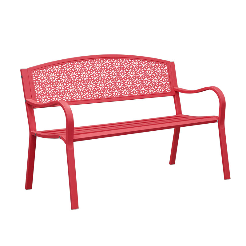 Banc d'extérieur en métal Brka, Rouge