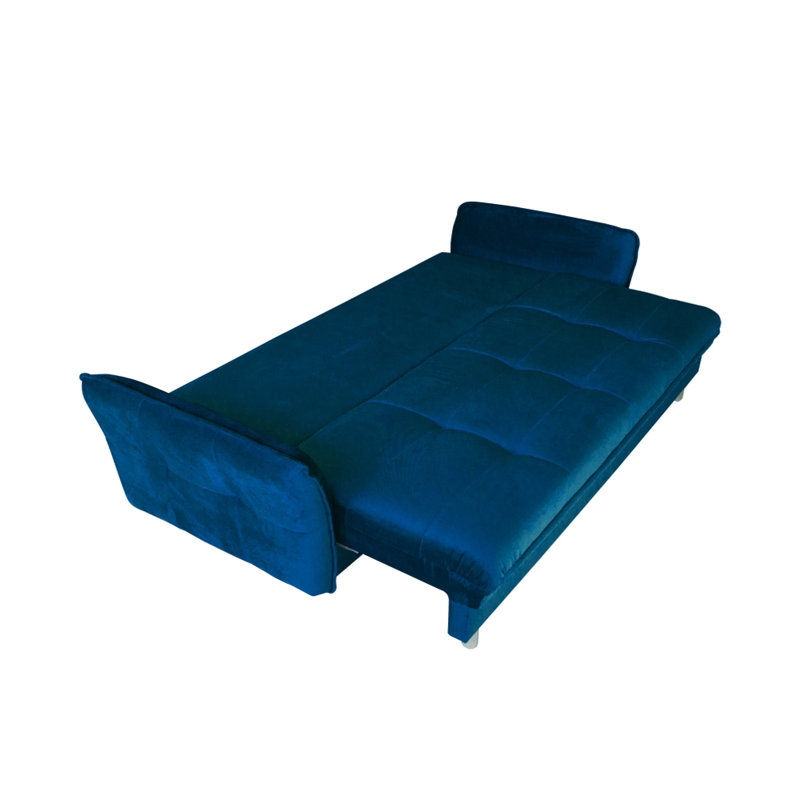 94.5" Flared Arm Sofa Bed with Reversible Cushions, Dark Blue