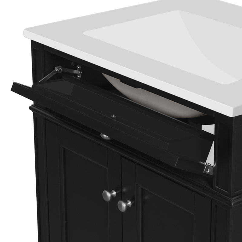 Meuble-lavabo 24 po avec lavabo en céramique, Noir