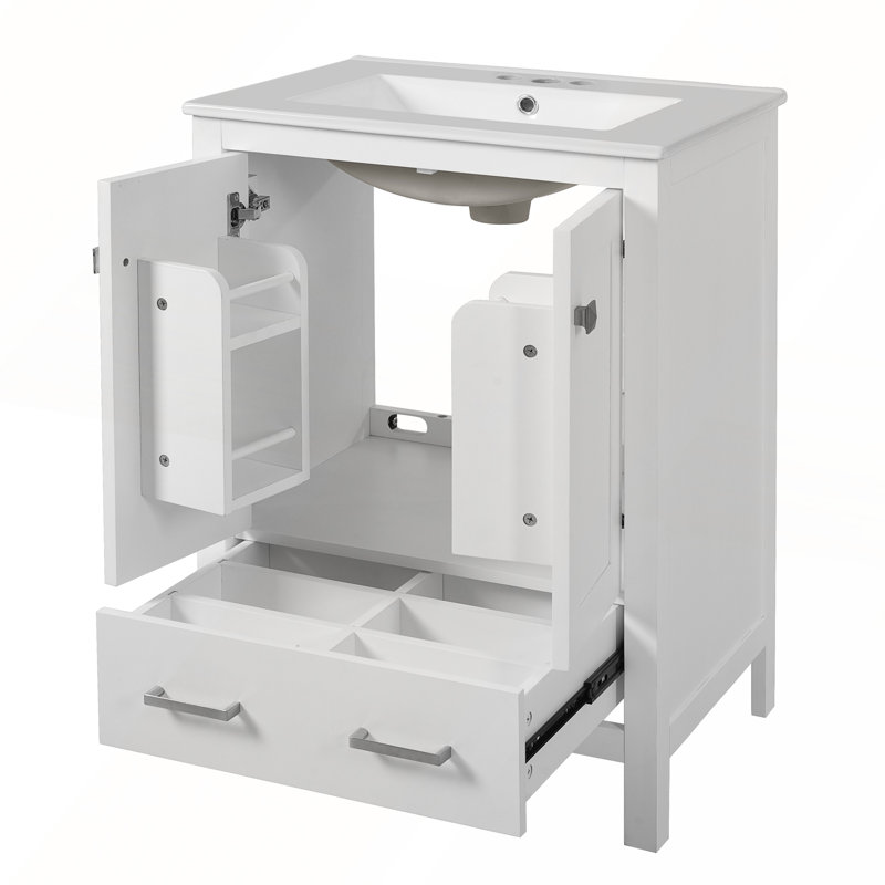 Meuble-lavabo de 24 pouces avec lavabo intégré, portes à fermeture en douceur et solutions de rangement polyvalentes pour les salles de bain modernes