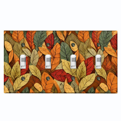 Autumn Orange Fall Leaves Nature Themed 4 - Gang Toggle Light Switch Standard Wall Plate