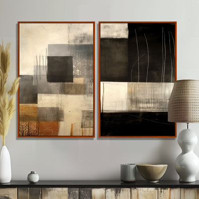 «Black Mid Century Fusion II - Abstract Midcentury», art mural noir