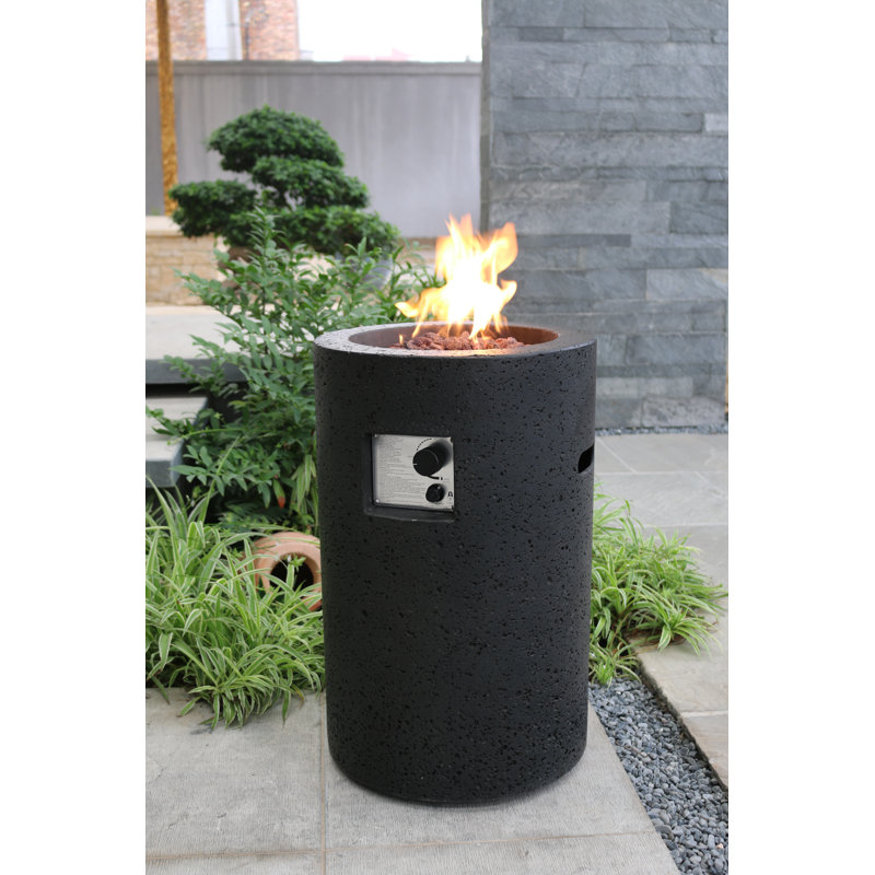 Black Gas Free-standing Fire Pit Table with Lava Rocks