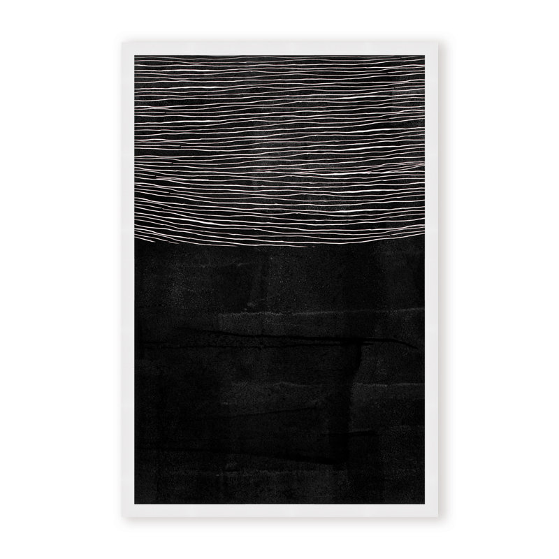 Abstract Blackened Line by  - Picture Frame Painting on Paper, 48" H x 32" W x 1.125" D, Framed Print, Gold