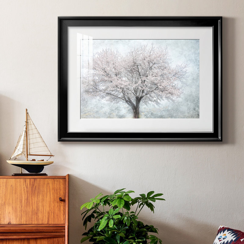 Un avant-goût du printemps II - Tableau encadré sous verre acrylique, grand format, idéal pour le salon, Papier encadré noir