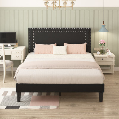 Auxter Bed Frame with Height Adjustable Upholstered Headboard