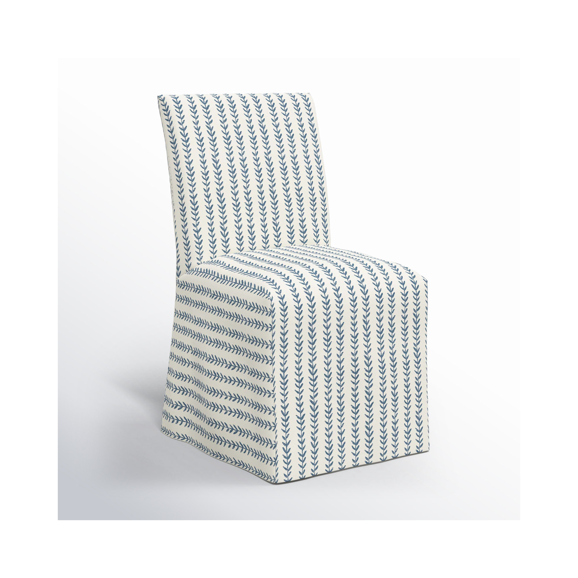 Ivanka Upholstered Parsons Chair, Vine Stripe Dusty Blue