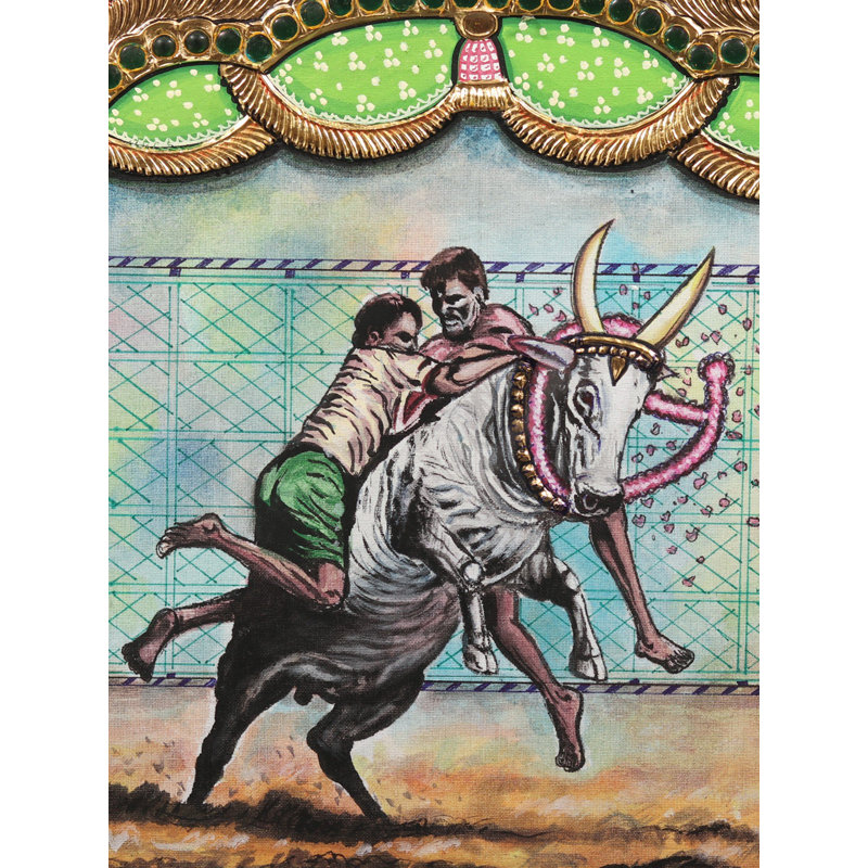 Jallikattu | Framed Tanjore Painting