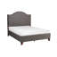 Modern Traditional Bedroom Grey Velvet Upholstered Bed Camelback Headboard Nailhead Trim Solid Wood Furniture Panel Bed