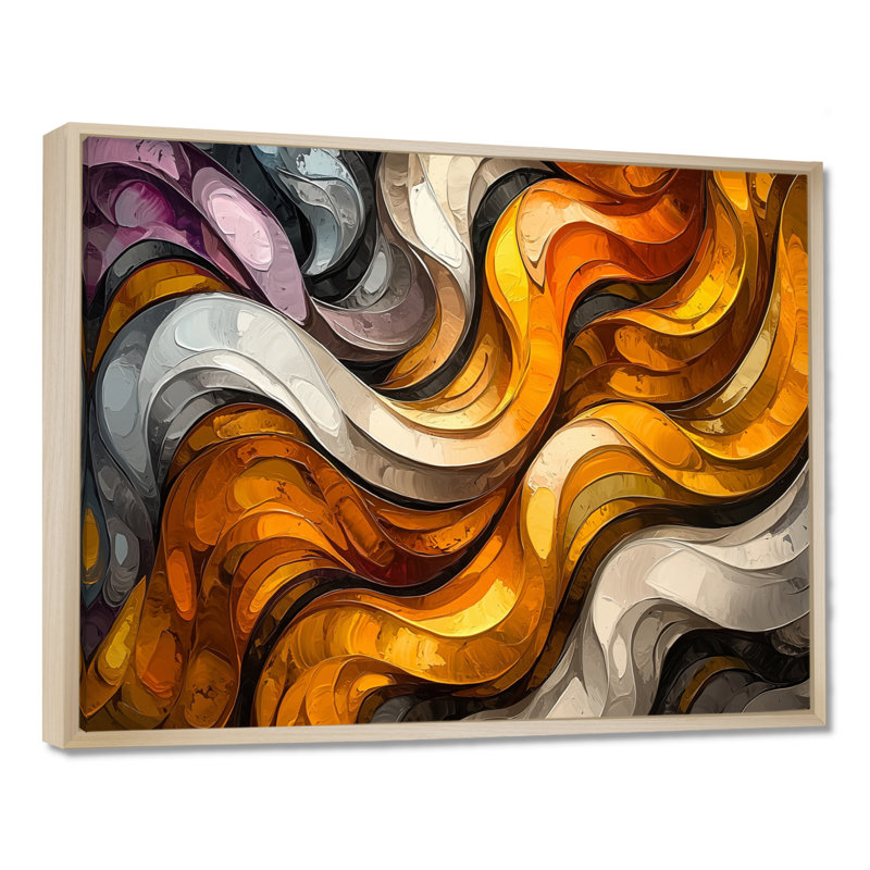 Coper et métal Prismatic Maze II - vagues abstraites modernes, décoration murale, H 30 po x l 40 po, Cadre flottant
