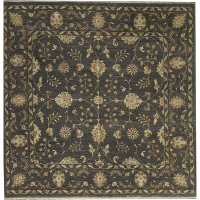 Tapis gris anthracite de haute qualité noué à la main