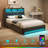 Upholstered Platform Bed Frame with Wingback Headboard, LED Lights & 4 Storage Drawers-1454704332-1454704335